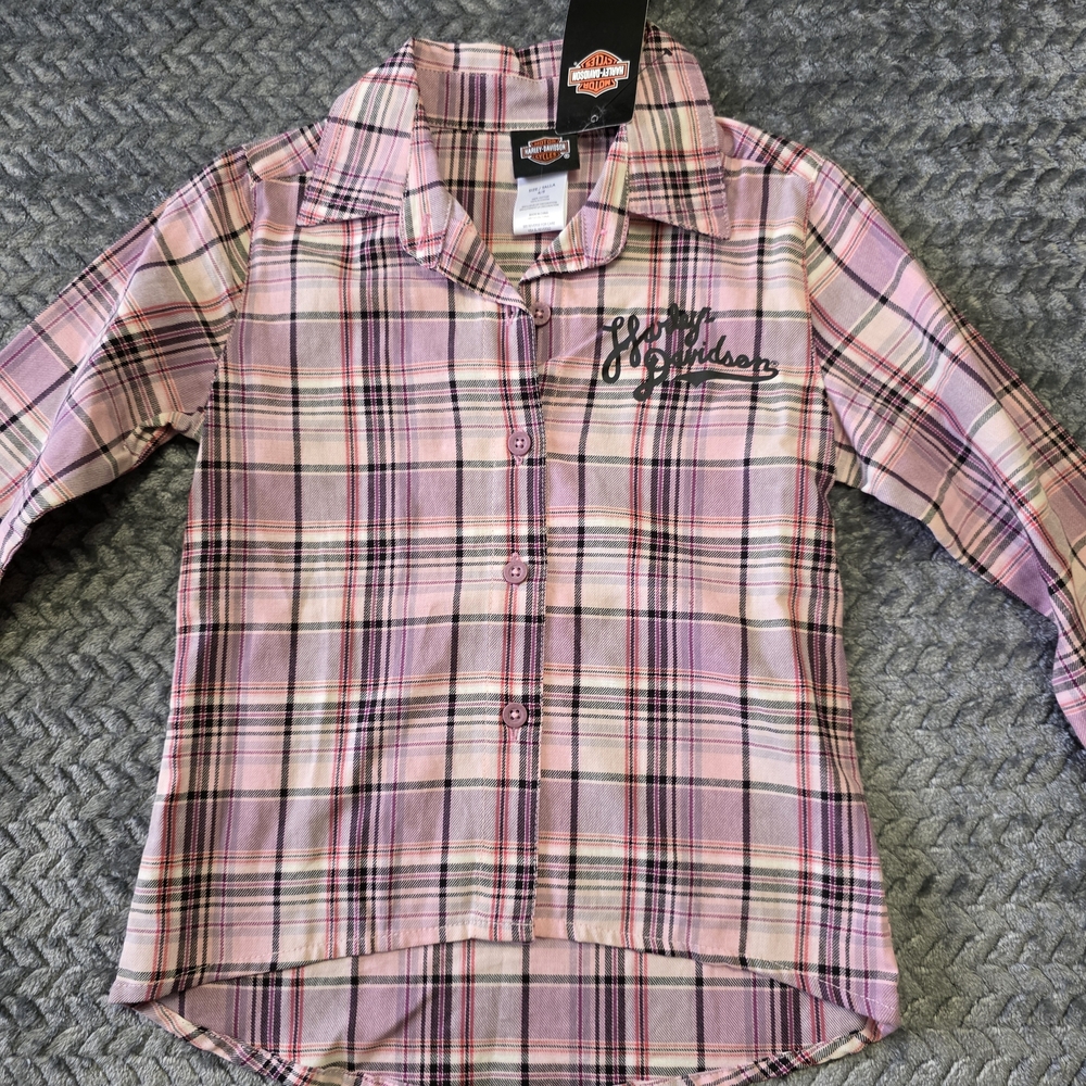Harley-Davidson Pink Plaid Button-Up Shirt